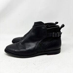 UGG Black Leather Suede Waterproof Moto Ankle Boots Womens‎ Size 8